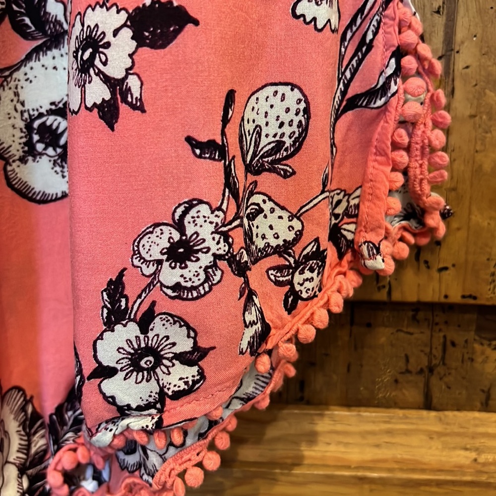 Anthropologie Pink Coral Floral Tie-Waist Wide Leg Pants - Picture 6 of 10